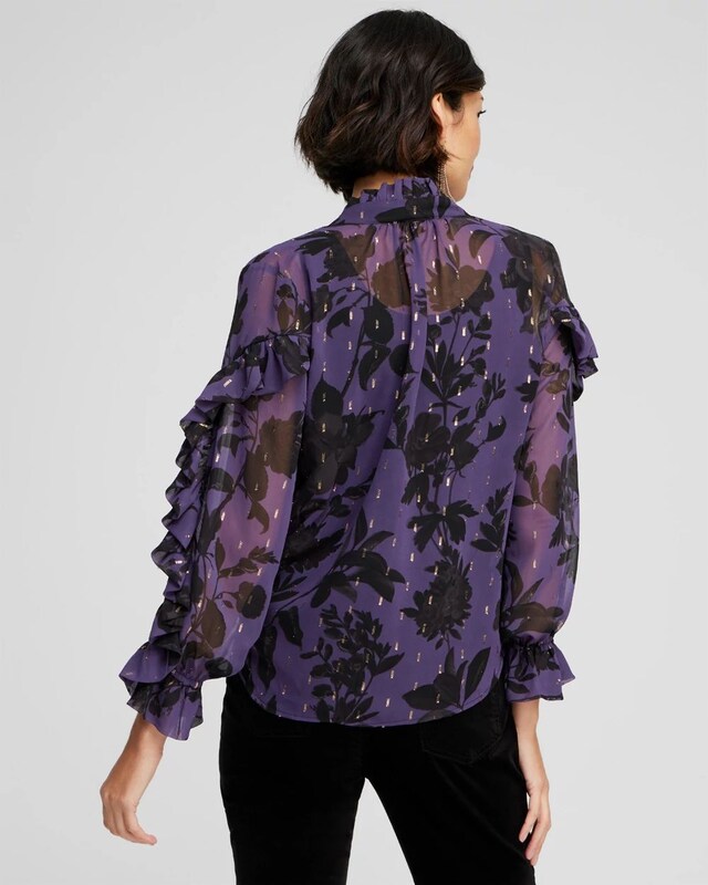 Chiffon Ruffle Sleeve Blouse - image 3